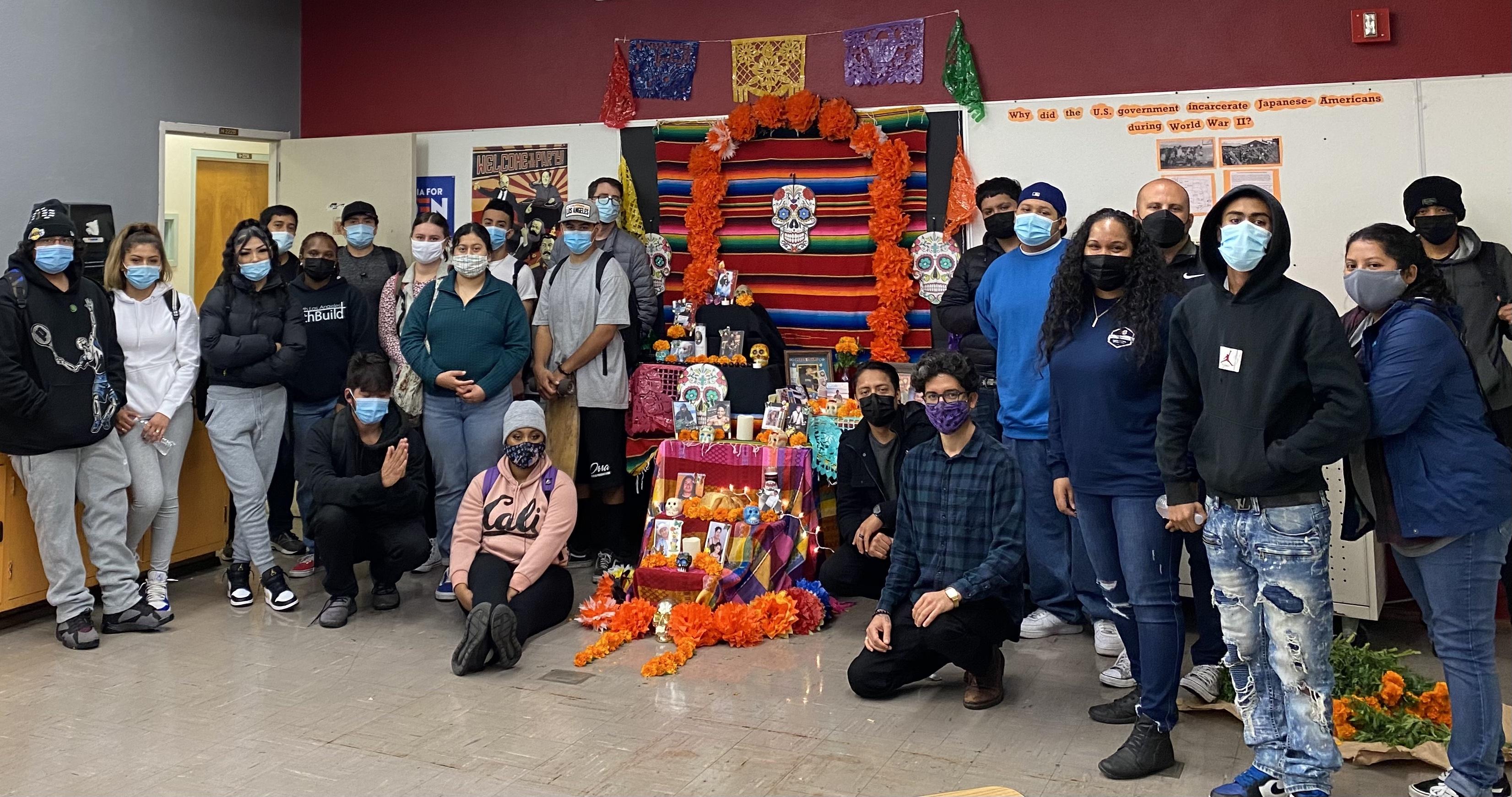 Photo of South LA students with their community ofrenda