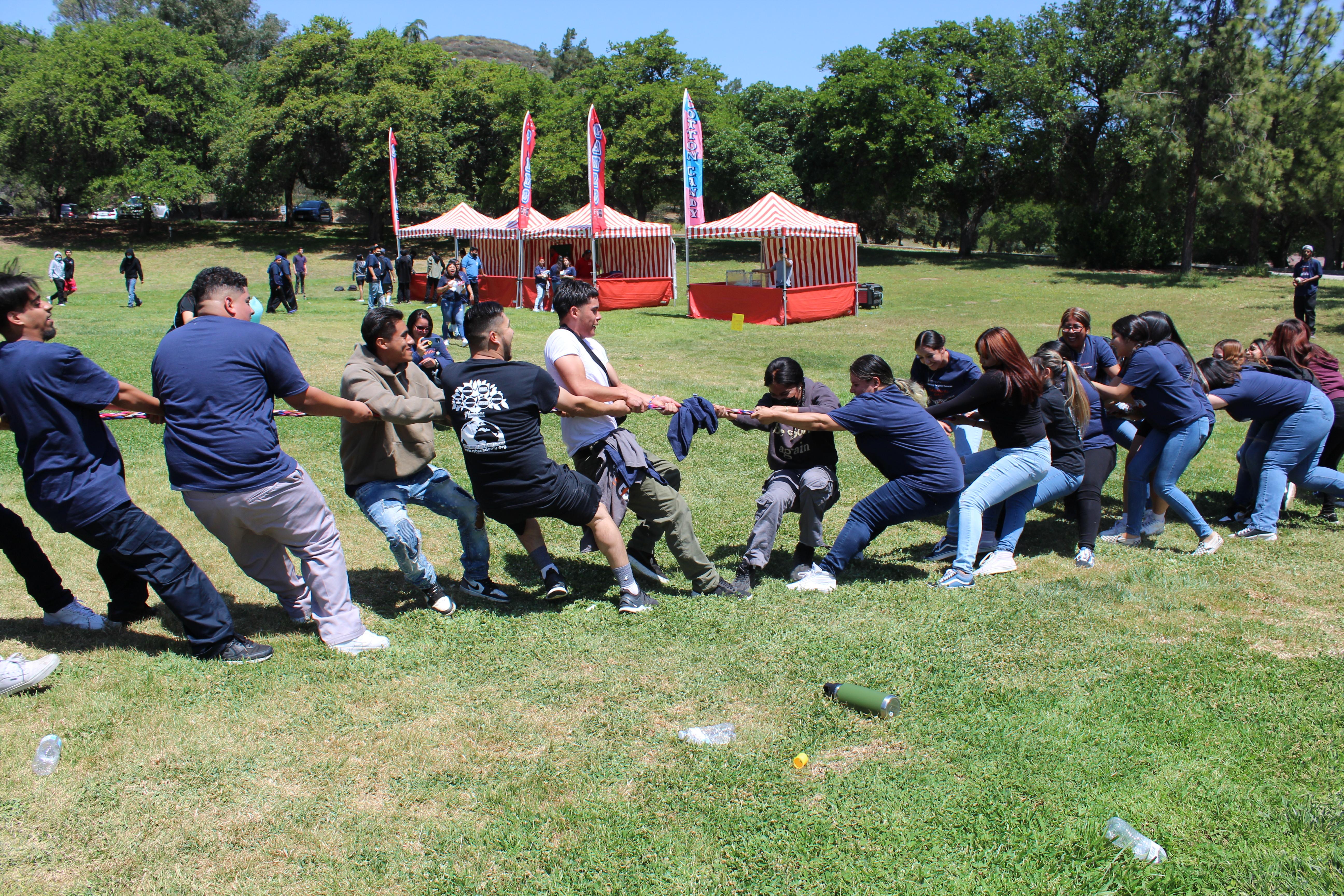 students compete in tug-of-war