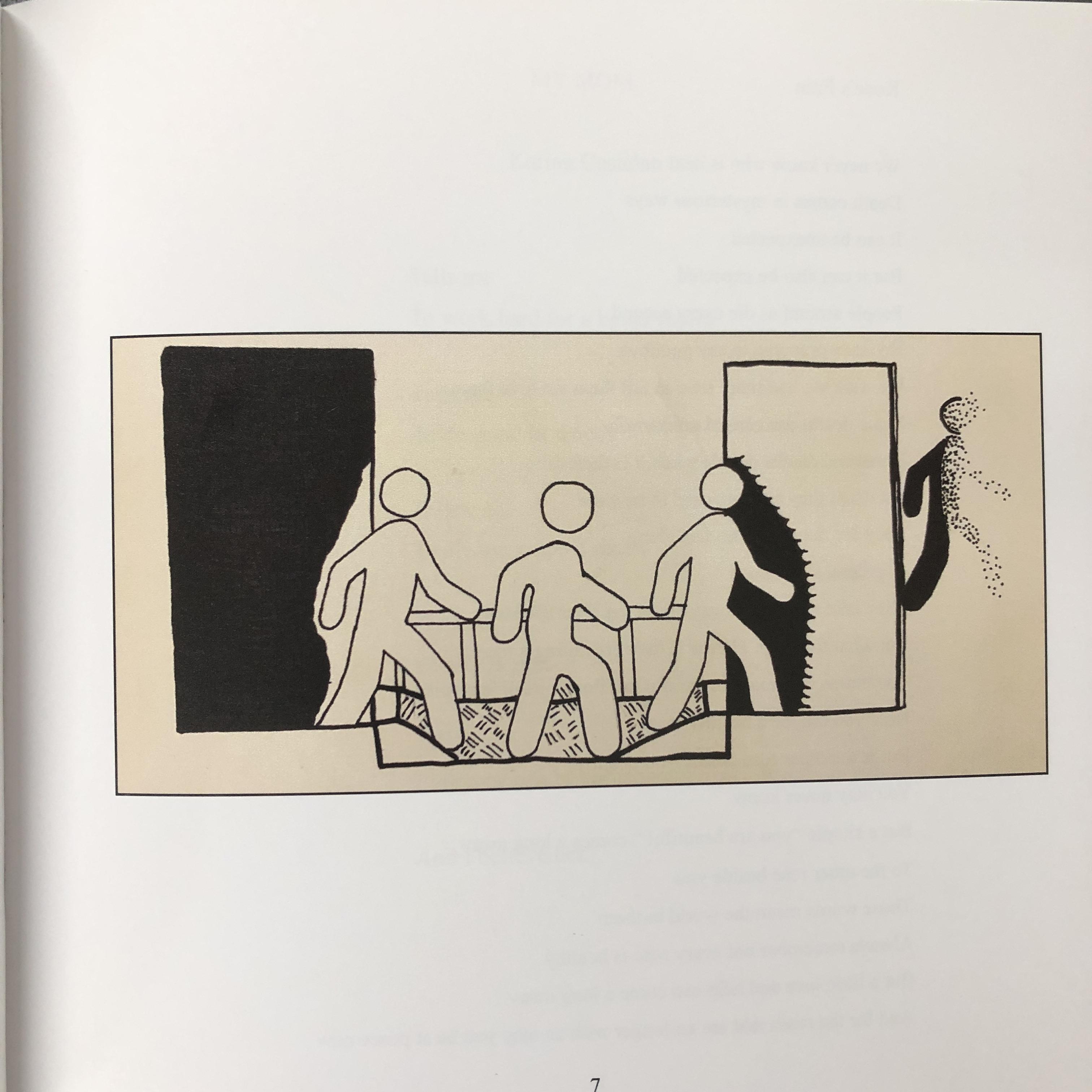 a student drawing featuring a figure moving through a series of images and slowly fading away